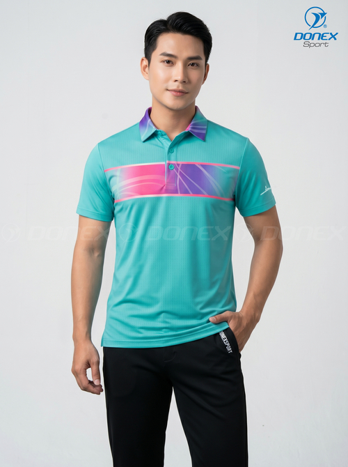 Áo thể thao nam MC-9158-19-01 Xanh ngọc phối trắng